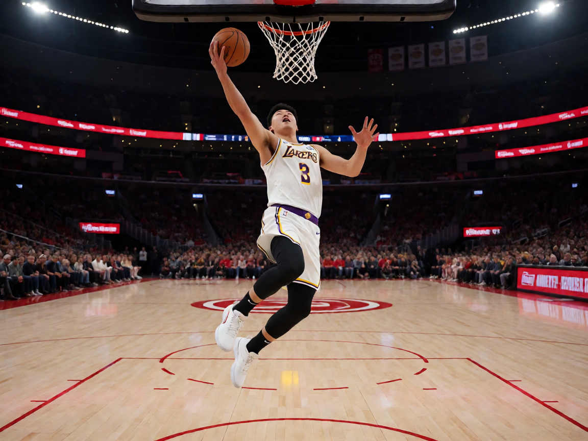 NBA比赛中球员突破上篮